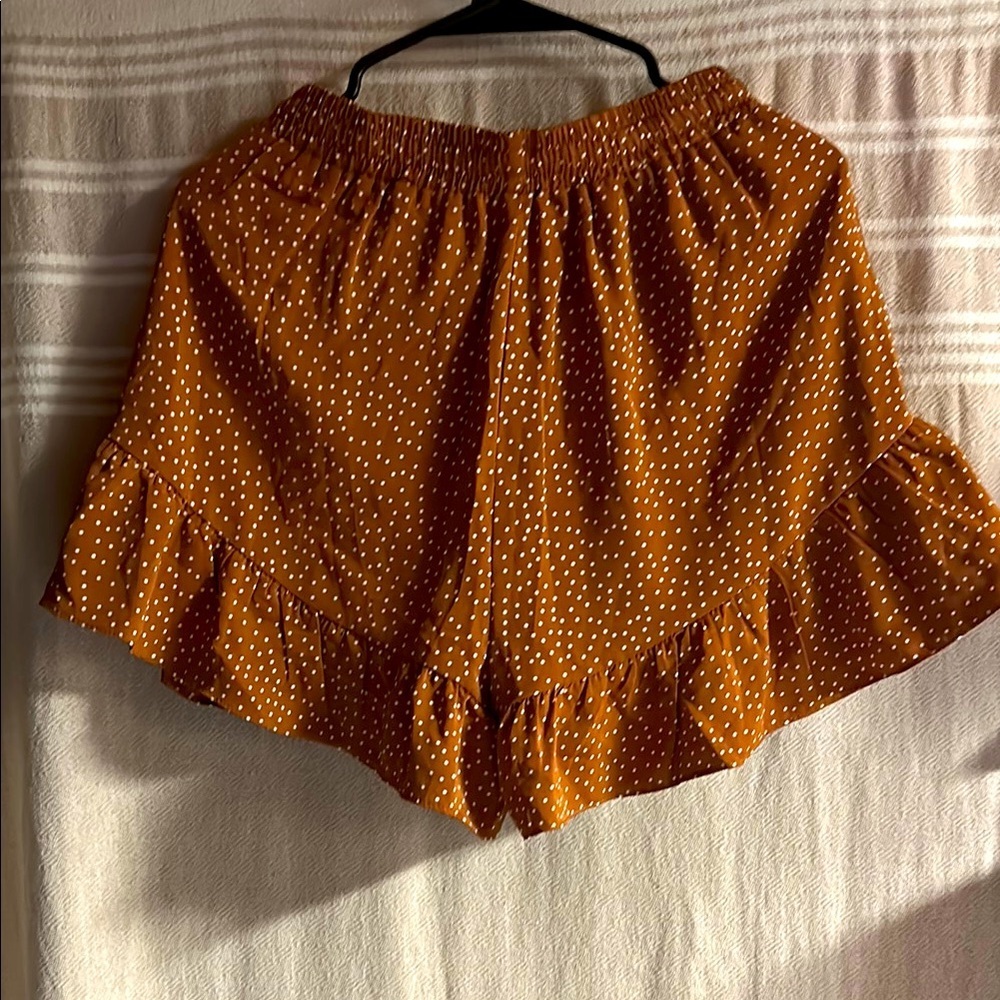 Crescent Brown Polka Dot Women's Shorts - Picture 5 of 7